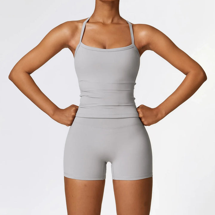 Levoire | Ensemble De Homewear Leggings Courtes Et Top À Bretelles Gris