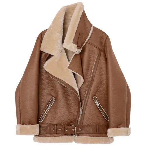 Levoire | Veste chaude en similicuir Marron