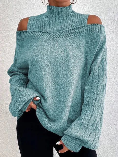 Levoire | Pull Confortable Intemporel Avec Col Montant Gris Pfau vert