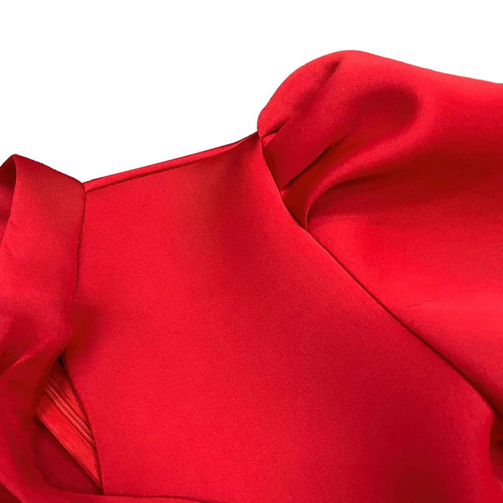 Levoire | Col Côté Bouffant Manches Courtes Robes Longues