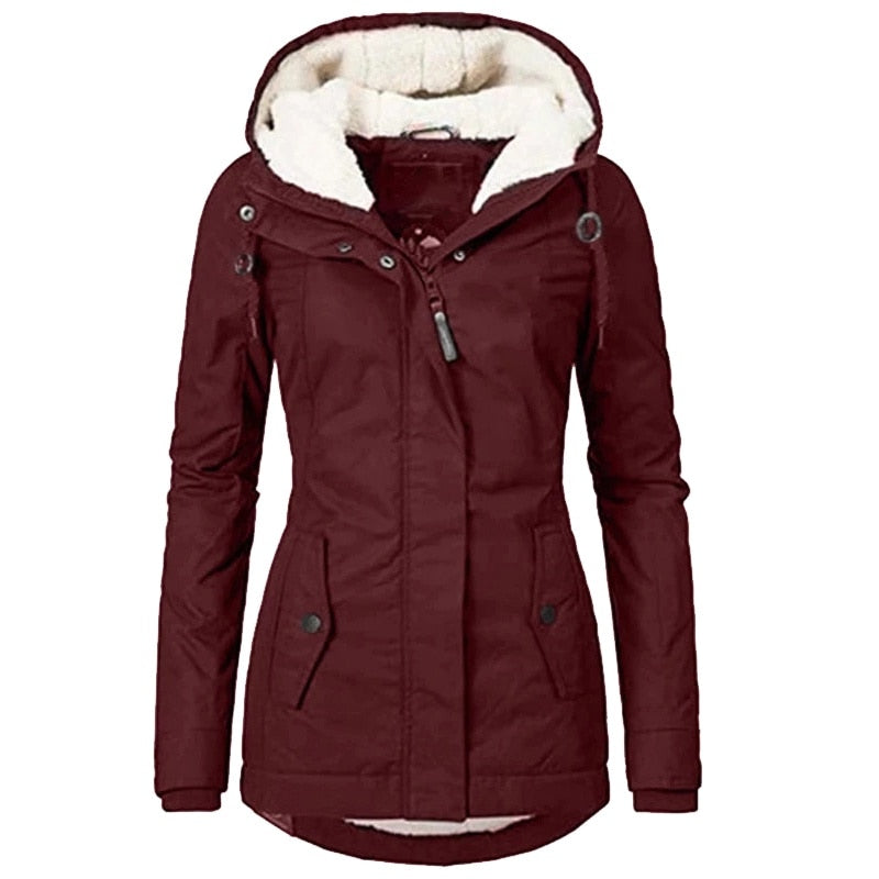 Levoire Veste d'Automne Chaude : Protection contre les intempéries, coupe-vent et imperméable pour femmes Rouge vin