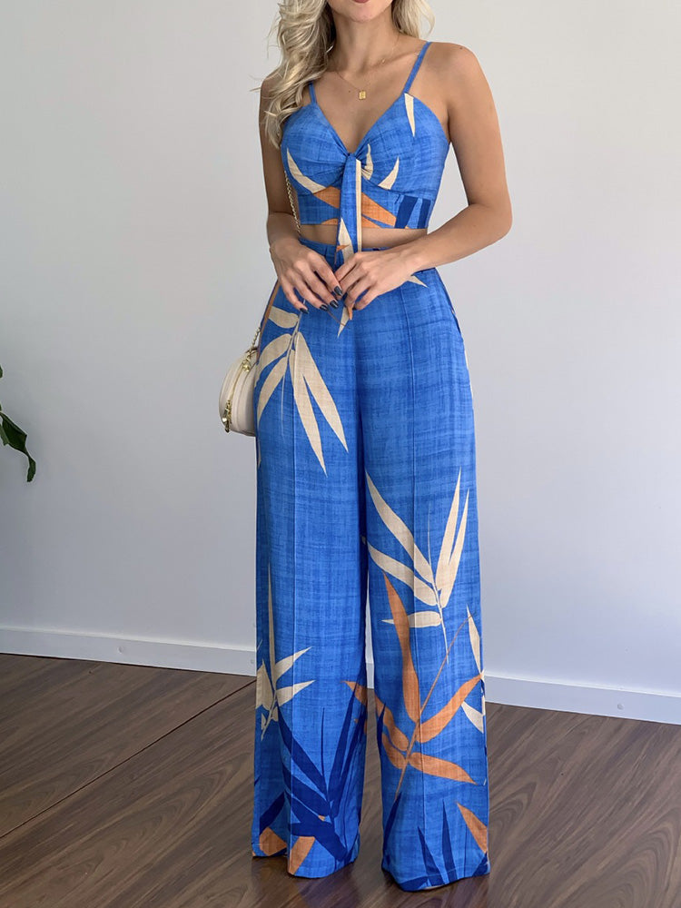Levoire | Haut Sans Manches Et Pantalons Larges Bleu