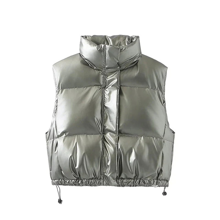 Levoire | Veste Sans Manches Chaude À Col Haut Avec Fermeture Éclair Gris