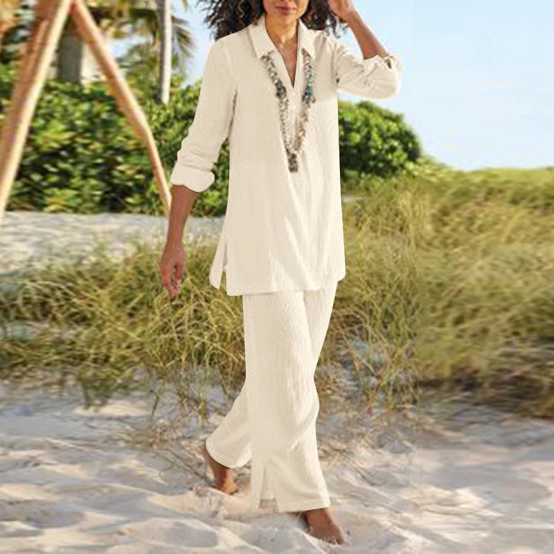 Levoire | Ensembles À Deux Pièces En Coton Et Lin Beige