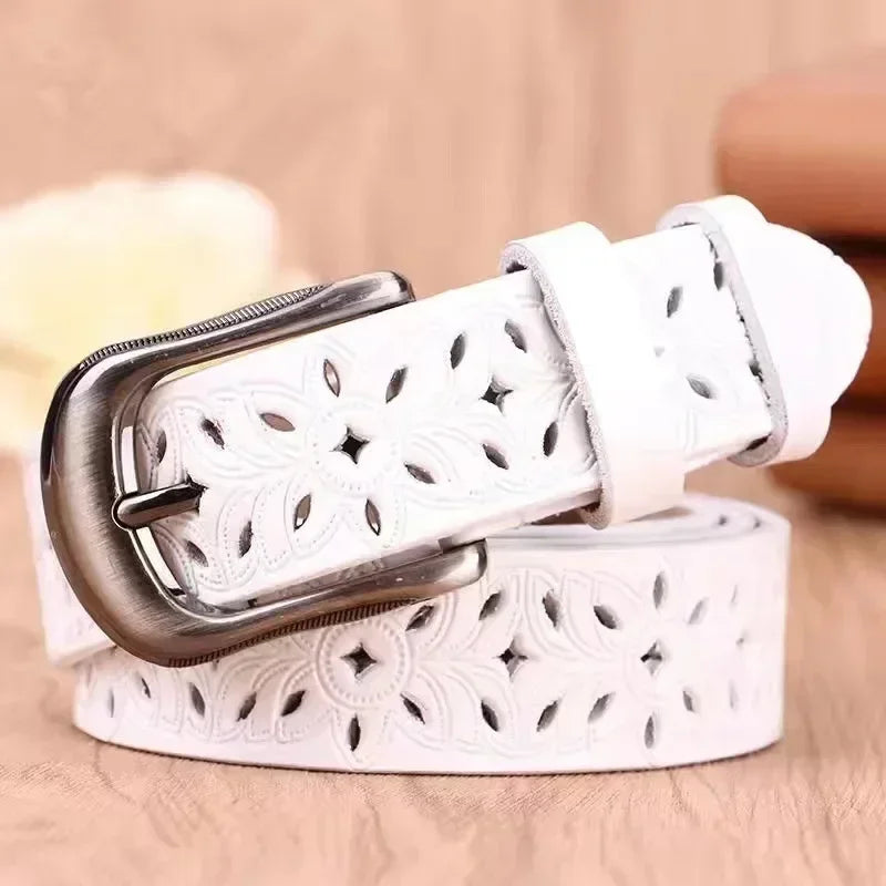 Levoire | Ceinture En Cuir Pour Femmes Blanc 115cm