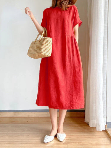 Levoire | Robe Midi Unie En Coton Et Lin