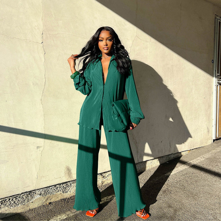 Levoire | Ensemble Lounge Avec Pantalons Larges Et Blouse Bleu marine