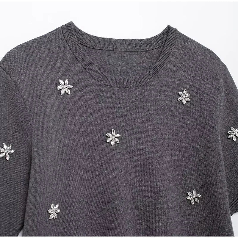Levoire | Robe Courte Avec Tricot Et Strass