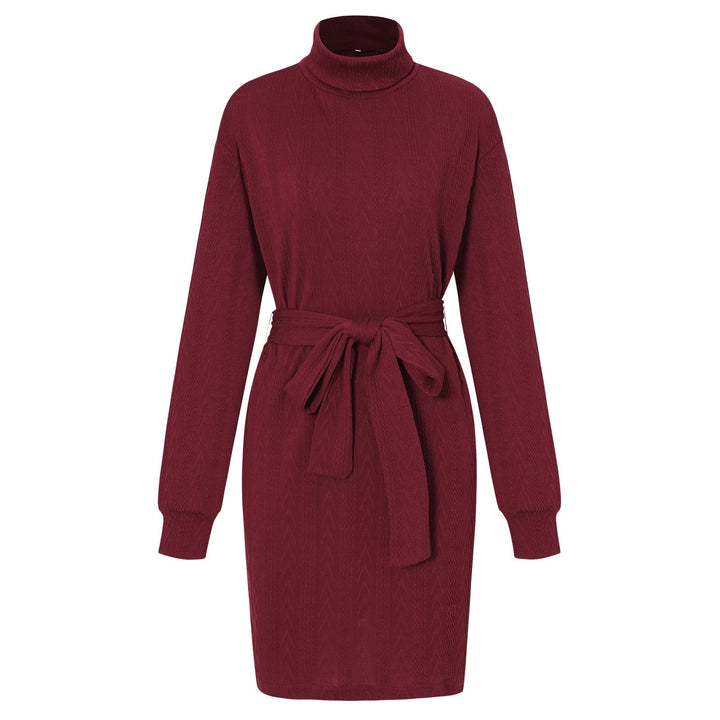 Levoire | Robe Mini Ceinturée Col Roulé Vin rouge