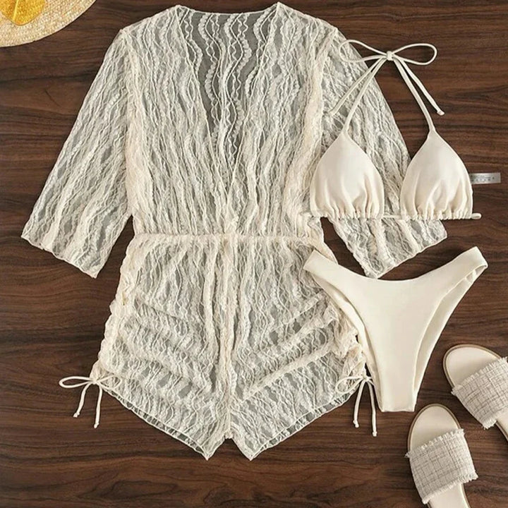 Levoire | Ensemble De Plage Combinaisons Avec Bikini Couleur crème
