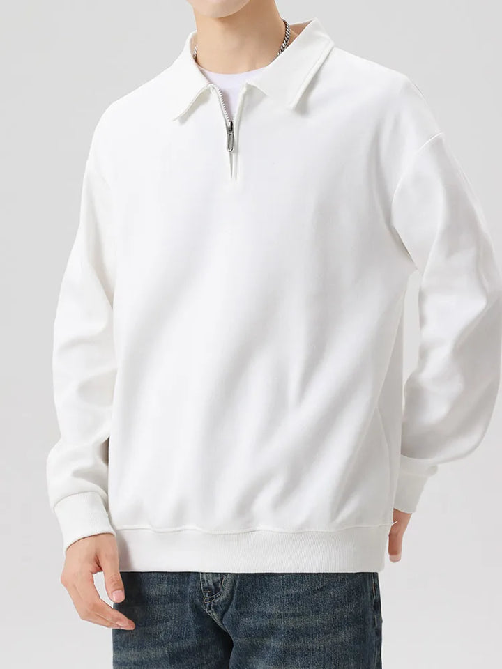 Levoire | Pull Polo Pour Hommes Élégant Avec Fermeture Éclair Pour Un Usage Quotidien Blanc