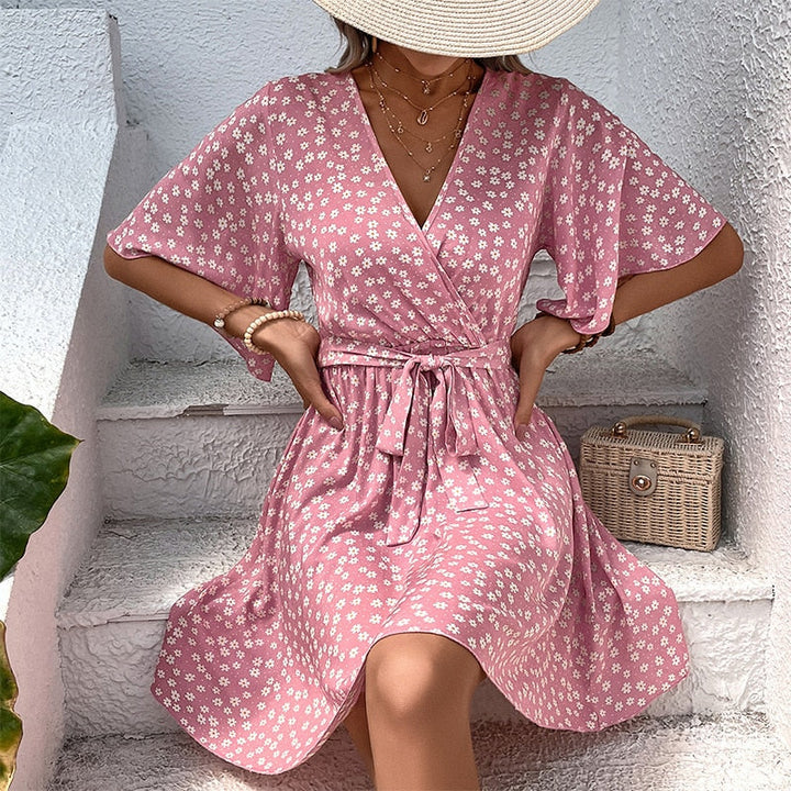 Levoire | Robe Mini Fleurs Flatteuse Et Legère Rose Femmes