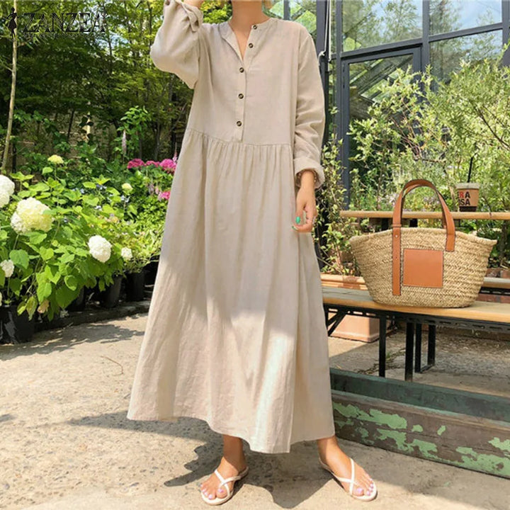 Levoire | Robe Chemise Élégante Avec Une Coupe Aérienne Beige