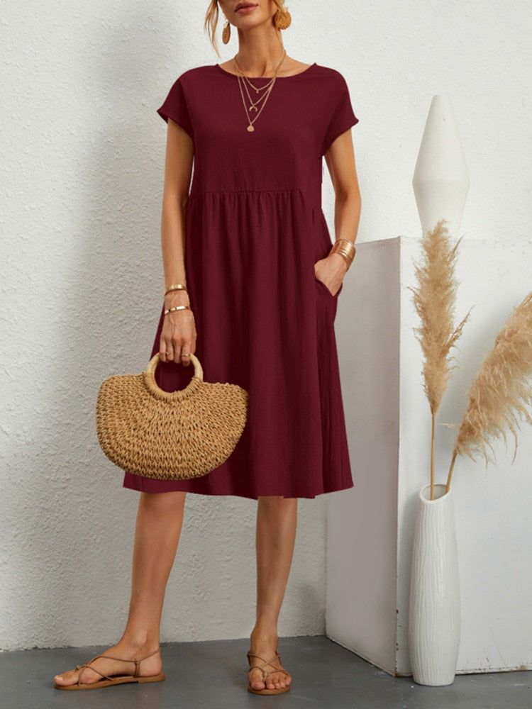 Levoire | Robe Mi-Longue À La Mode Pour Femmes Rot