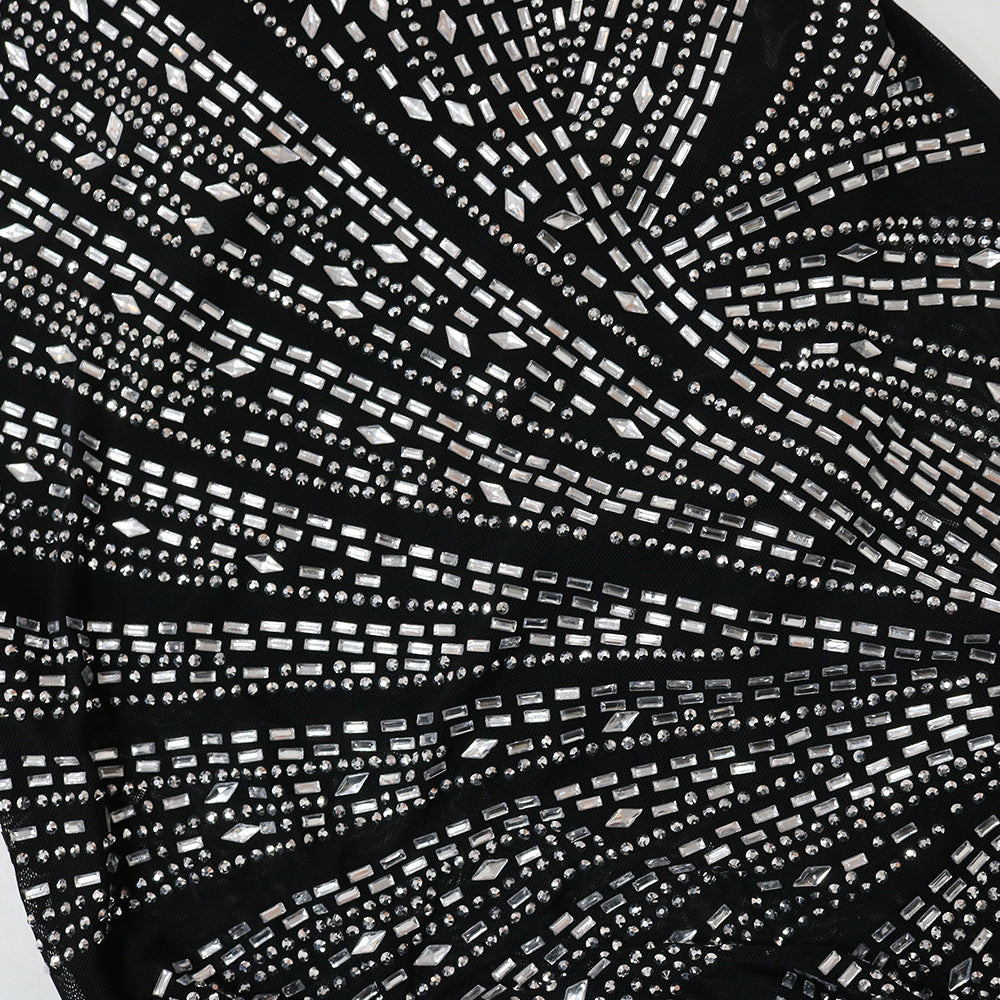 Levoire | Cristal Épaule Haut Fente Latérale Maxi Robes