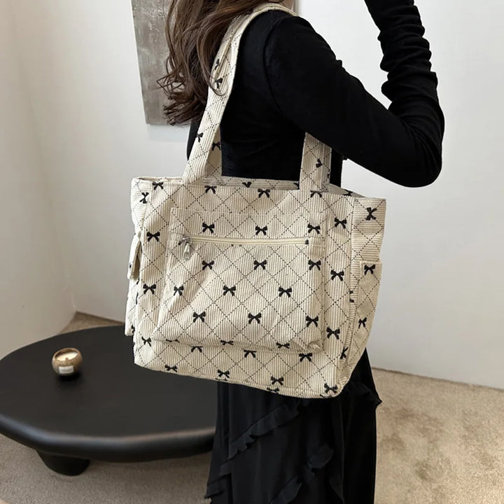 Levoire | Sac De Transport Rembourré Avec Motif À Nœuds Pour Femmes Blanc
