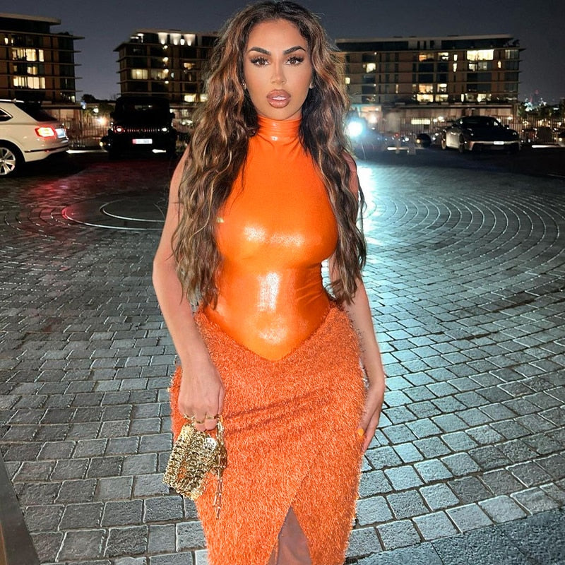 Levoire | Body Métallisé & Ensemble Jupe Midi En Velours