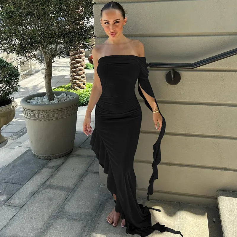 Levoire | Robes Maxi À Fente Haute Froncées