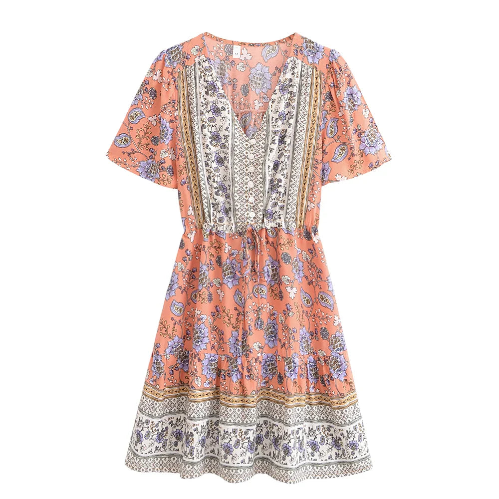 Levoire | Robe Bohème Fleurie Rose Rose