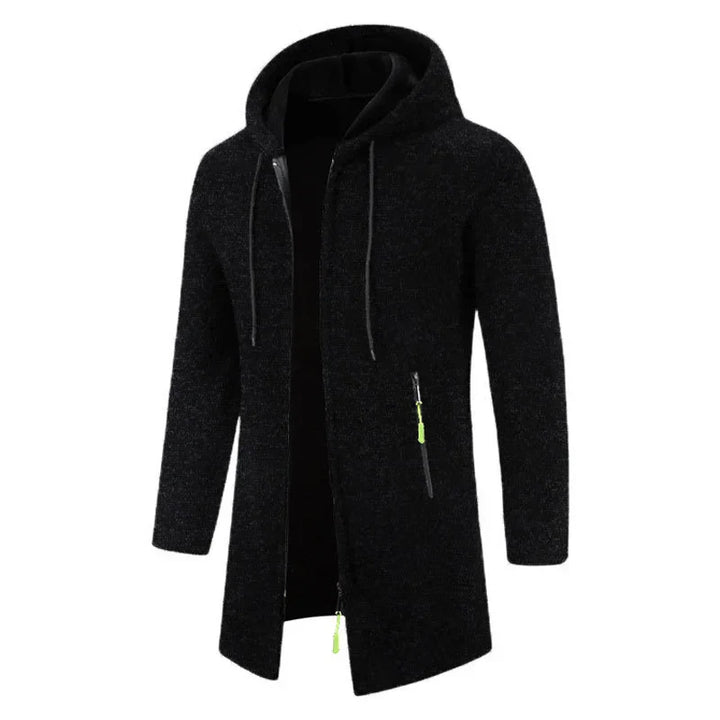 Levoire | Décontracté Long Gilet Avec Capuche Et Fermeture Éclair Pour Noir