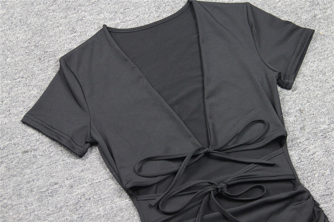 Levoire | Dyp V-Mini Robe Sans Manches Ceinture Ajustable