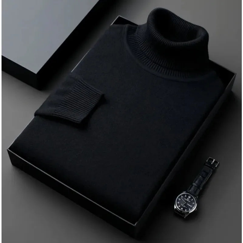 Levoire | Pull Col Roulé Homme Slim Fit – Antiboulochage Noir
