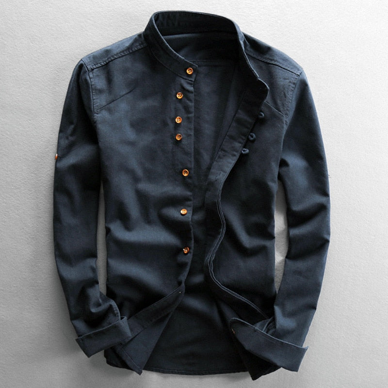 Levoire | Chemise Pour Homme À Manches Longues Décontractée Avec Plusieurs Boutons Bleu