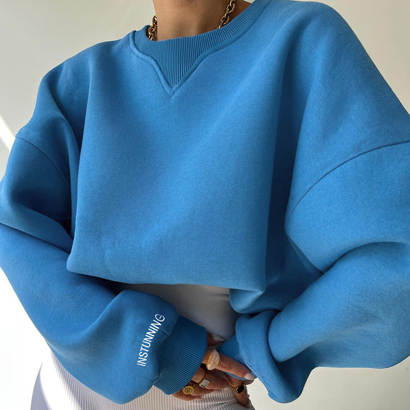 Levoire | Sweat-shirt long à col rond surdimensionné Bleu