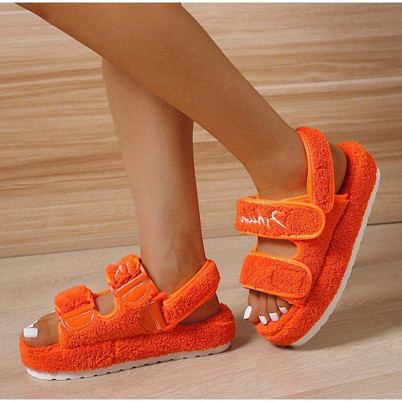 Levoire | Sandale À Plateforme Pour Femmes À Velcro Orange