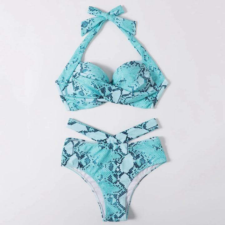 Levoire | Bikini Froncé Imprimé Serpent Bleu