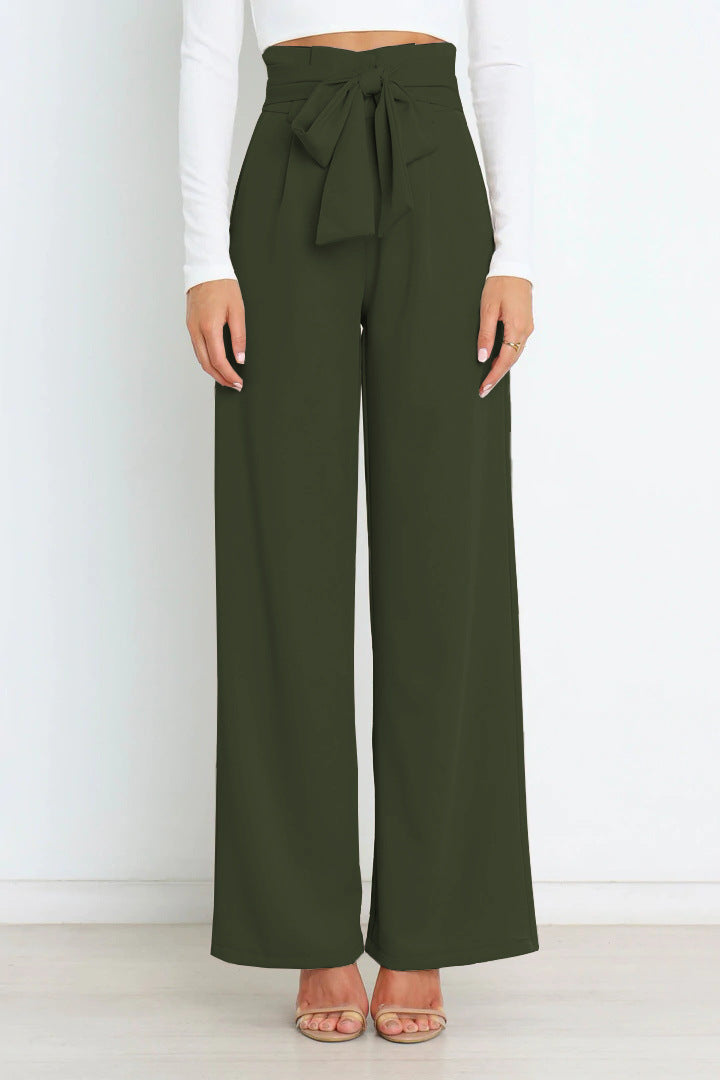 Levoire | Pantalon Large Taille Haute Pour Femmes Vert armée
