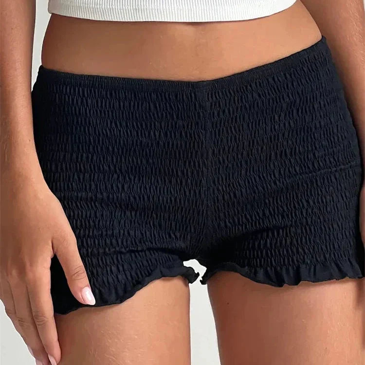 Levoire | Fronce Ruffle Mini Hotpant Shorts Noir