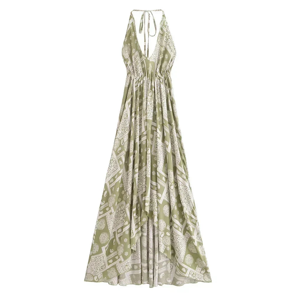 Levoire | Robe Longue Dos Nu Bohème Géométrie