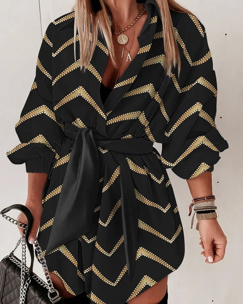 Levoire | Élégante Robe Longue À Manches Avec Décolleté En V