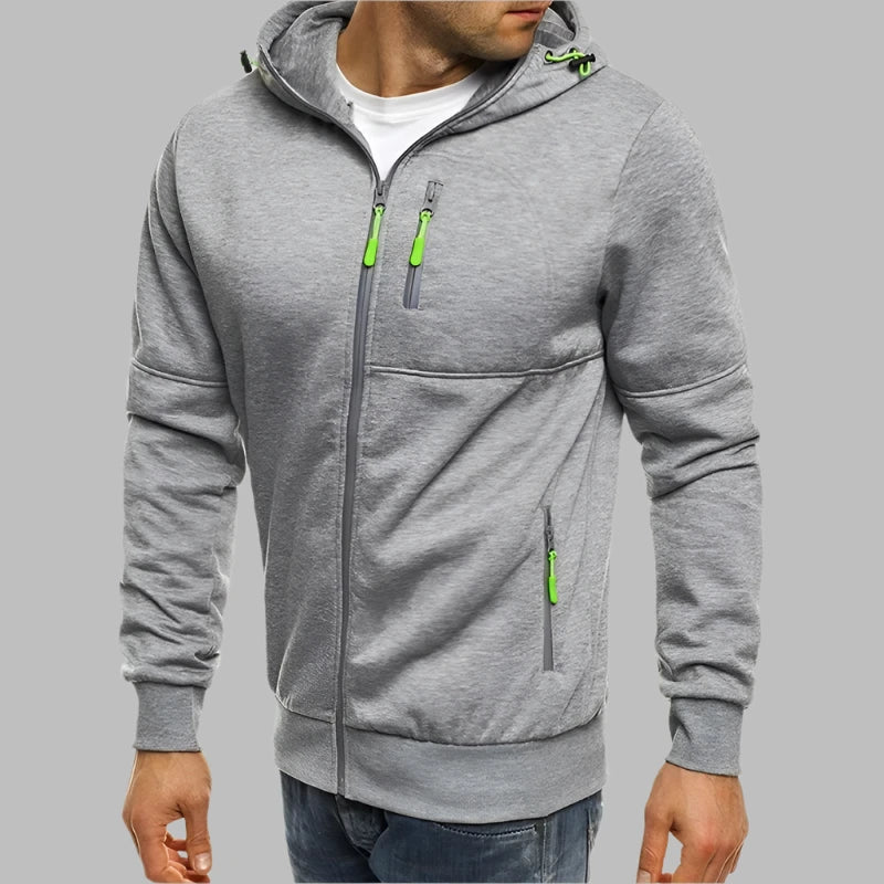 Levoire | Sweat À Capuche Décontracté Pour Hommes Avec Fermeture Éclair Gris clair