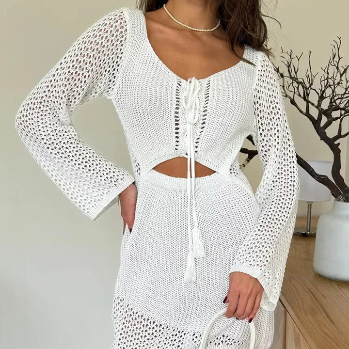 Levoire | Robe De Plage En Crochet Blanc