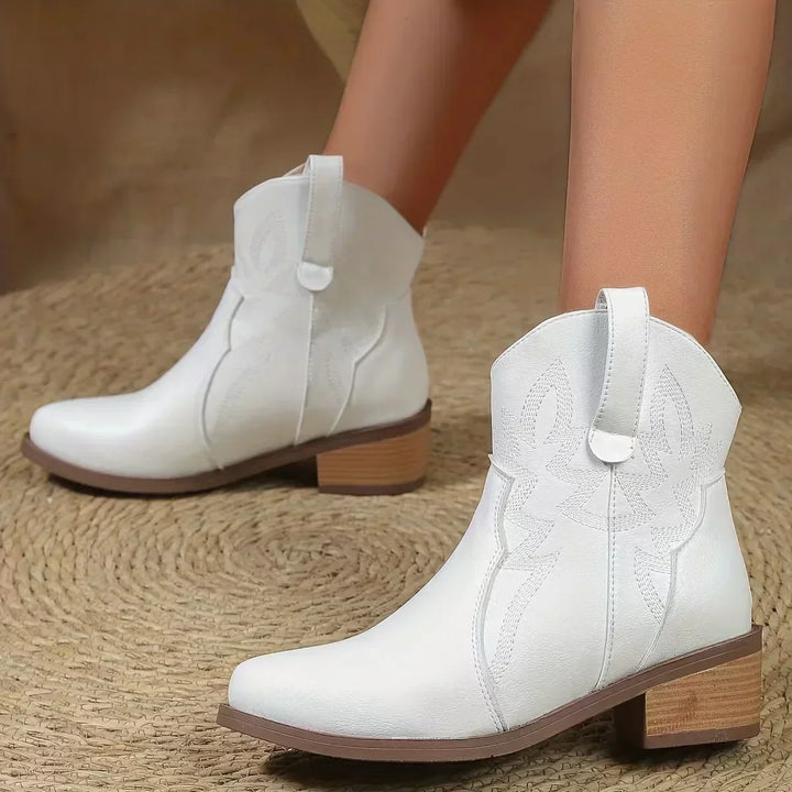Levoire | Boots Rétro En Cuir Synthétique Pour Femmes Blanc