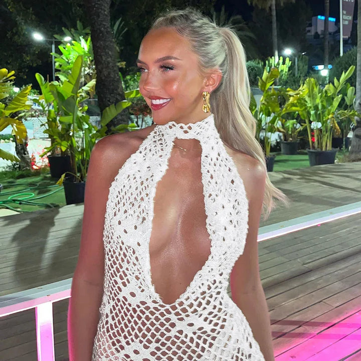 Levoire | Robe Mini V-Décolleté En Maille Åpen