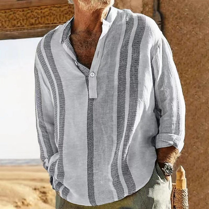 Levoire | Chemise À Manches Longues Avec Col Montant Pour Hommes Gris