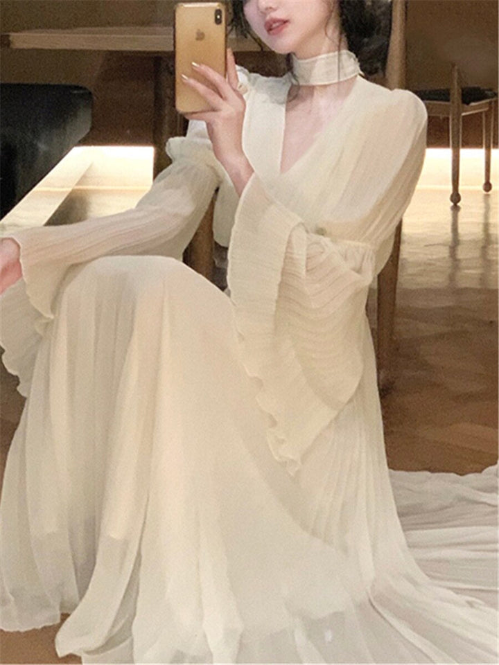Levoire | Robe Maxi Plissée Vintage Sans Manches