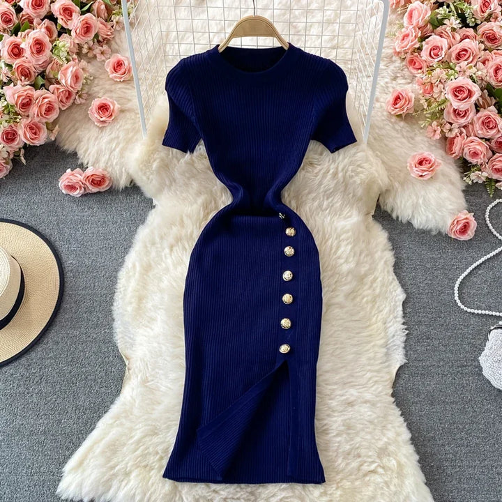 Levoire | Robe Moulante Tricot Noir Bleu foncé Taille unique