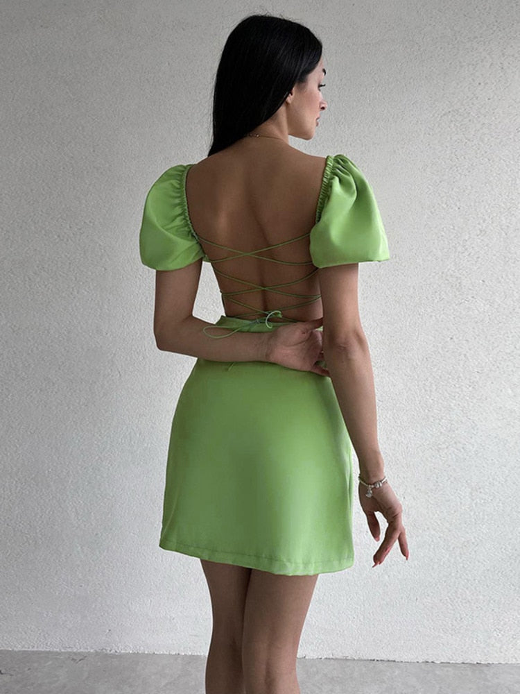 Levoire | Manchette Bouffante Ouverture Au Dos Robe Mini