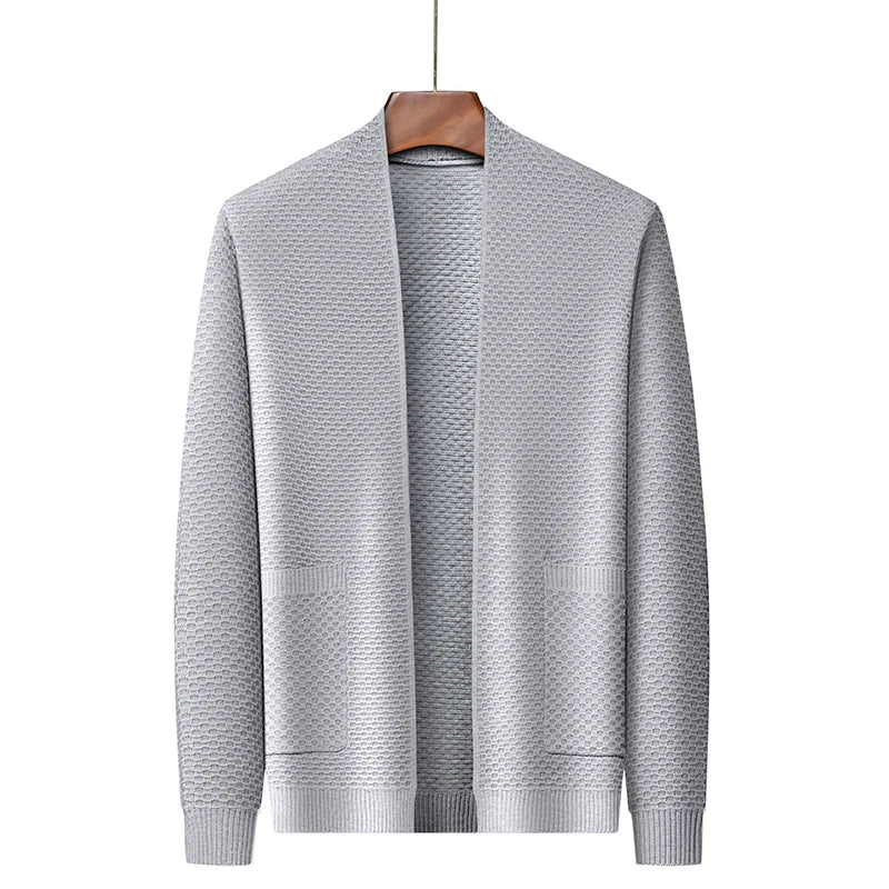 Levoire | Gilet en tricot à manches longues avec coupe ajustée et poches Gris