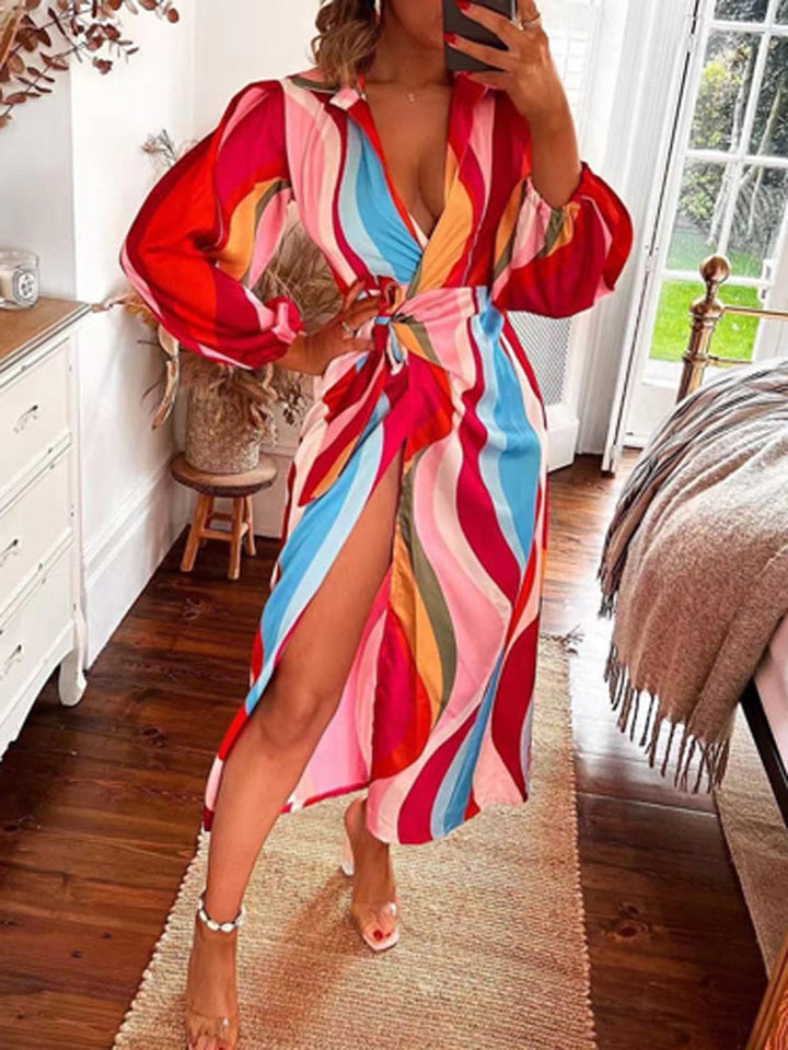 Levoire | Robe Colorée Ibiza Robe Portefeuille Avec Fente Rouge