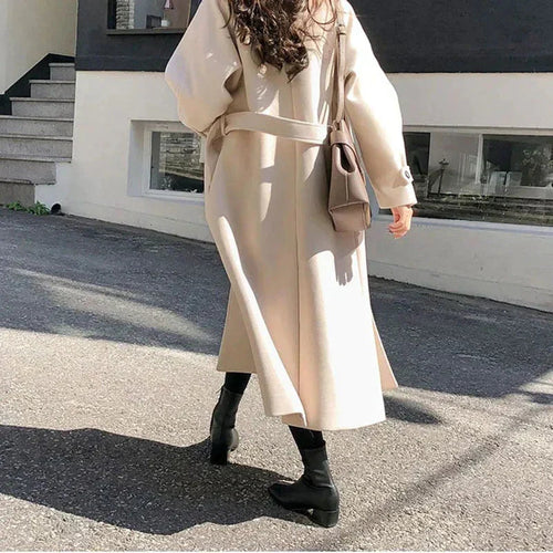 Levoire | Veste Longue À Ceinture à Manches Confortable avec Poches