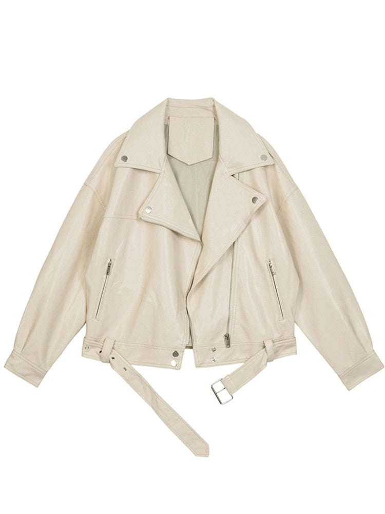 Levoire | Veste en cuir surdimensionnée Beige