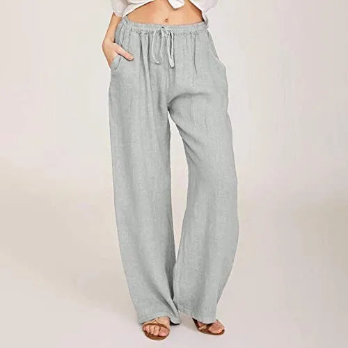 Levoire | Pantalon En Coton Et Lin Respirant Pour Femmes Gris