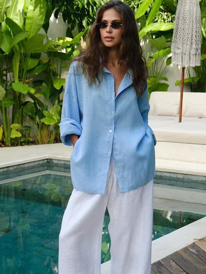 Levoire | Surpoids Chemise En Lin Bleu clair