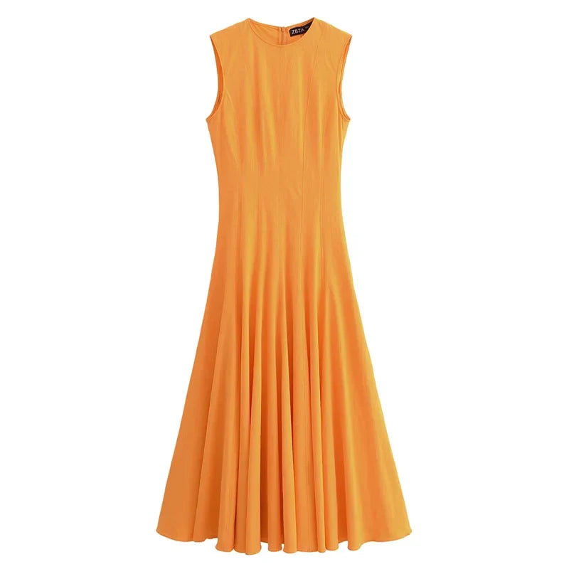 Levoire | Robe Sans Manches Éclatante Orange