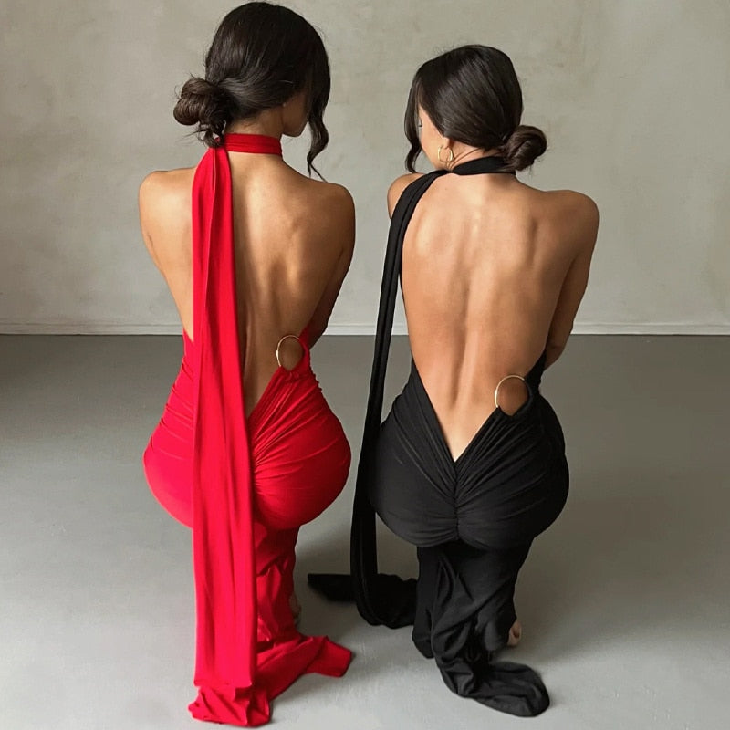 Levoire | Une Épaule Dos Lié Sans Manches Maxi-Vêtements
